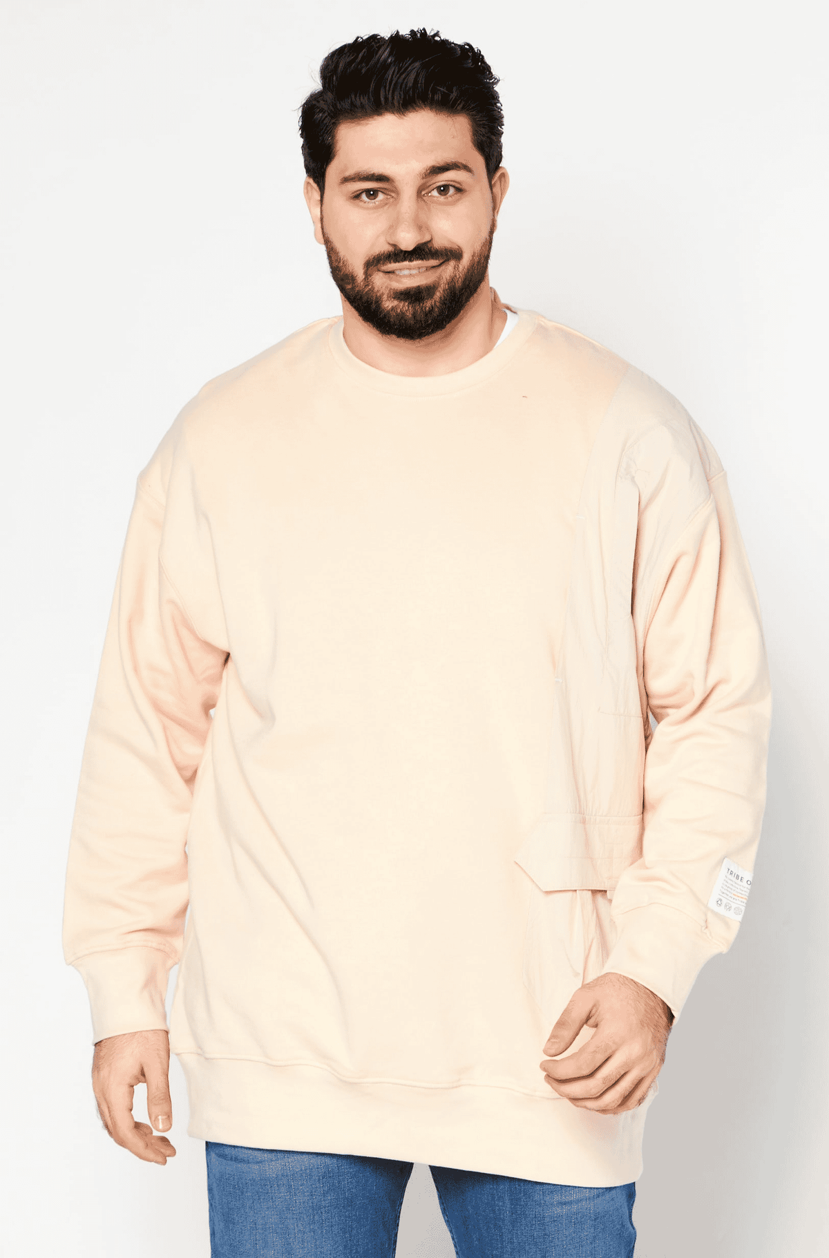 TRIBE OF 6 ASIF ORGANIC COTTON OVERSIZED UNISEX SWEATSHIRT WITH CONTRAST POCKET DETAIL