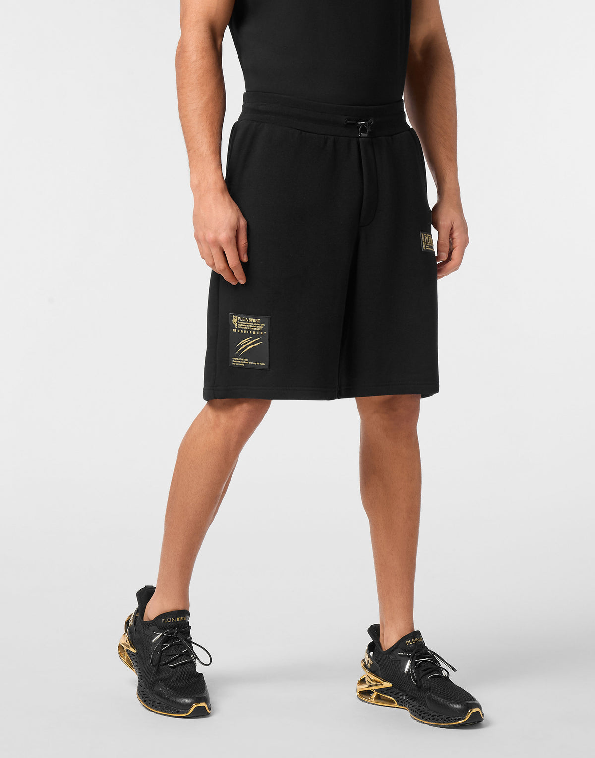 PLEIN SPORT SHORT CARGO PANTS LAMINATED