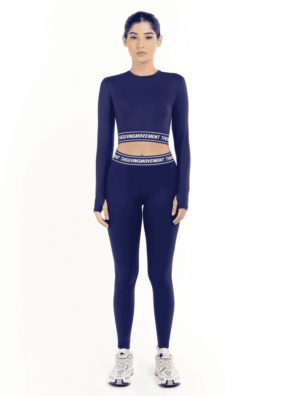 THE GIVING MOVEMENT CROPPED LS TOP WITH BRANDED ELASTIC