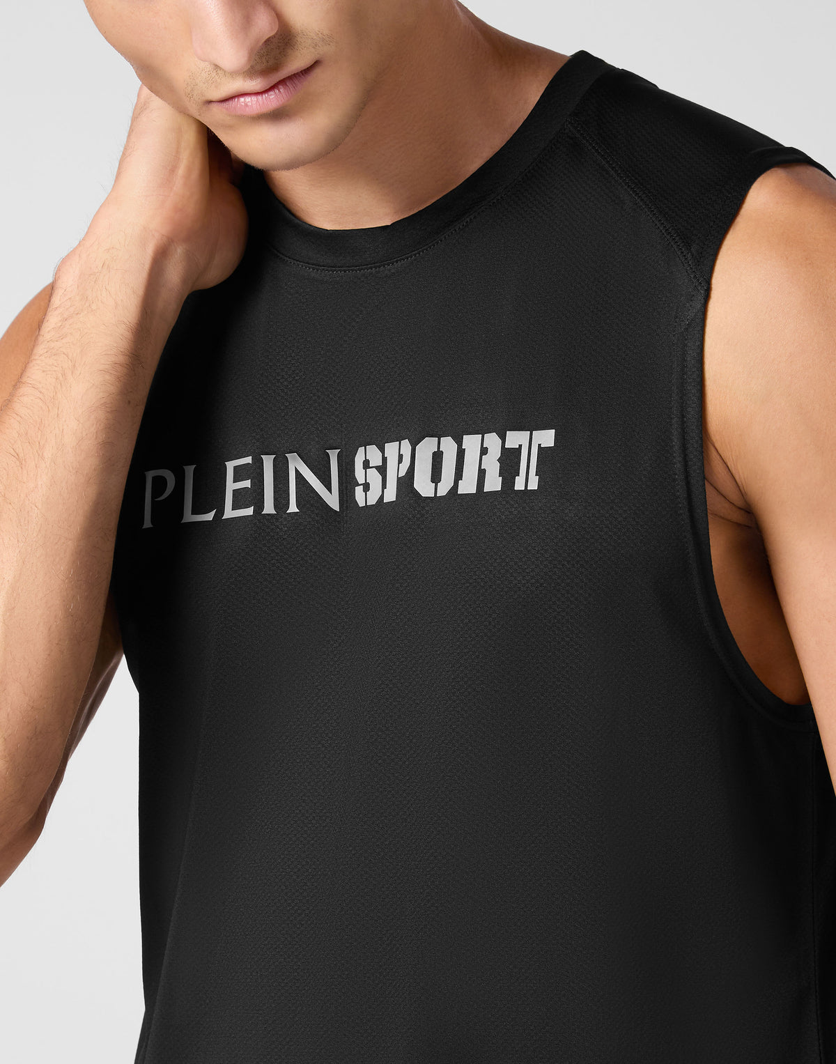 PLEIN SPORT REFLECTIVE TANK TOP ROUND NECK