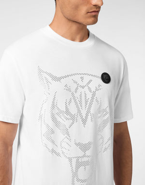 PLEIN SPORT COTTON T-SHIRT ROUND NECK SS  LAMINA TIGER