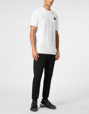 PLEIN SPORT COTTON T-SHIRT ROUND NECK SS  LAMINA TIGER