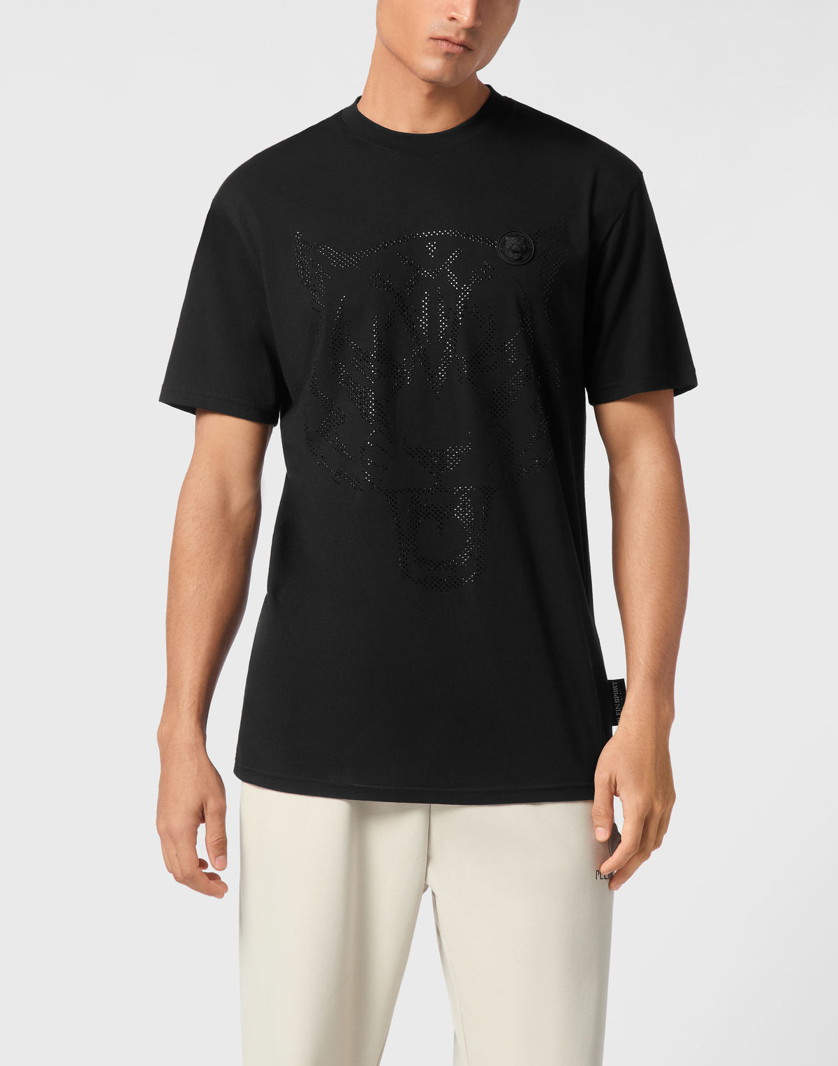 PLEIN SPORT COTTON T-SHIRT ROUND NECK SS  LAMINA TIGER