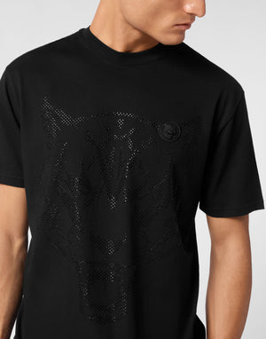 PLEIN SPORT COTTON T-SHIRT ROUND NECK SS  LAMINA TIGER
