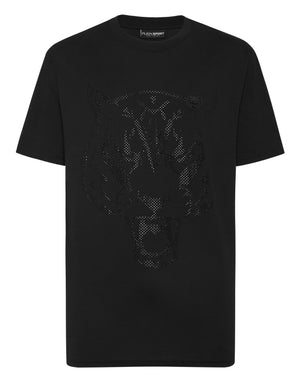 PLEIN SPORT COTTON T-SHIRT ROUND NECK SS  LAMINA TIGER