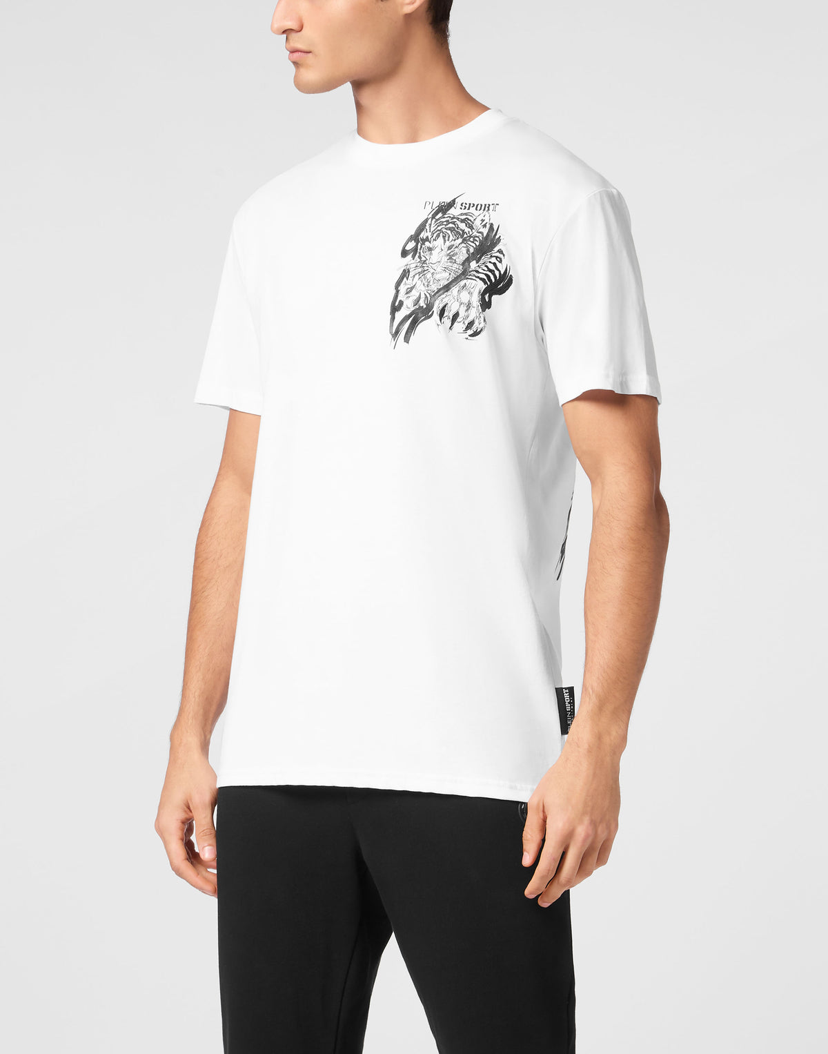 PLEIN SPORT COTTON T-SHIRT ROUND NECK SS TIGER