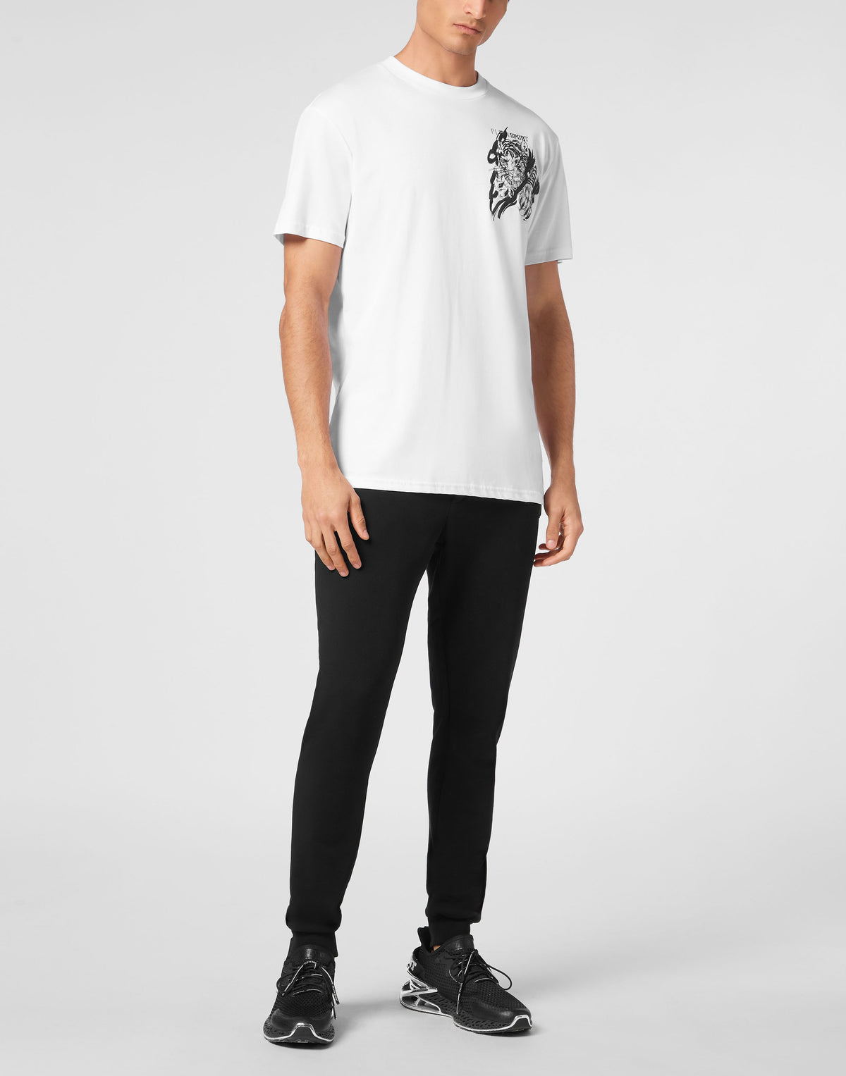 PLEIN SPORT COTTON T-SHIRT ROUND NECK SS TIGER
