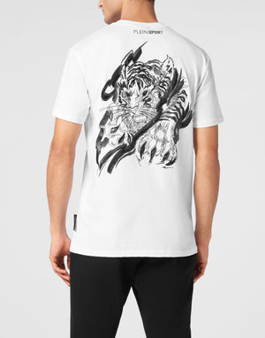 PLEIN SPORT COTTON T-SHIRT ROUND NECK SS TIGER