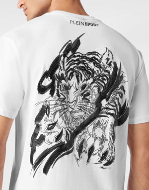 PLEIN SPORT COTTON T-SHIRT ROUND NECK SS TIGER