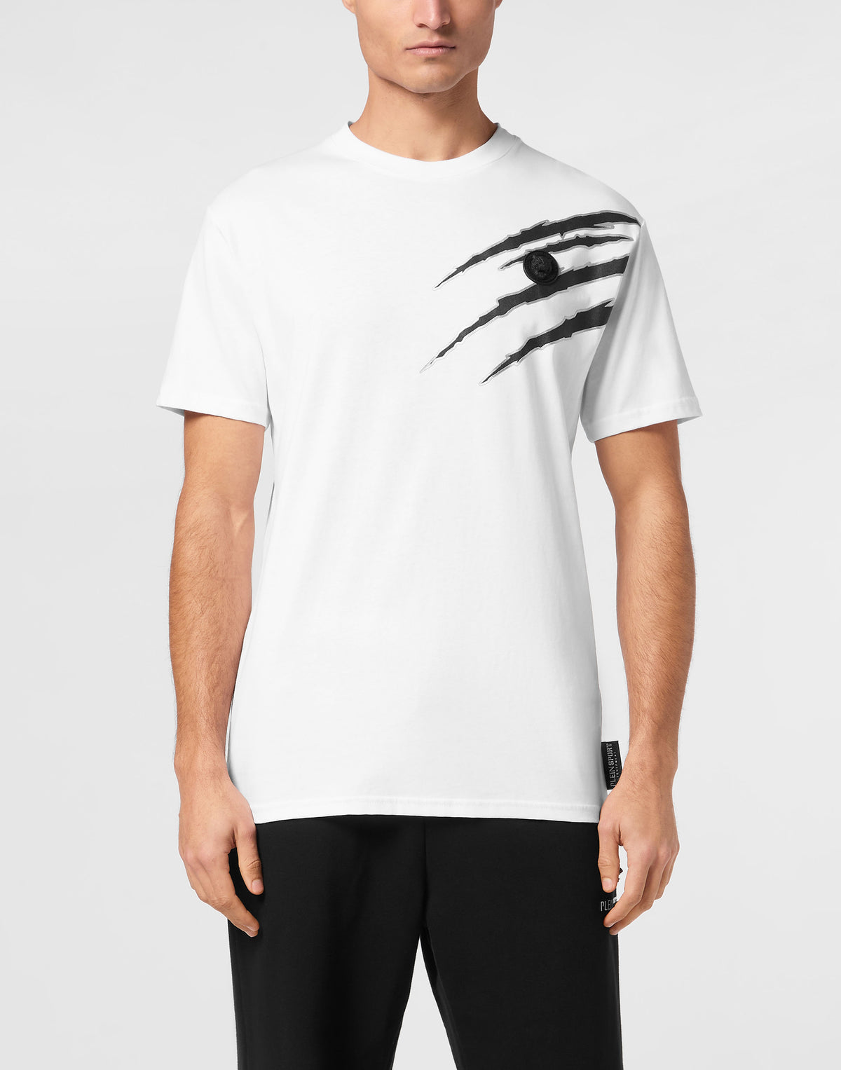 PLEIN SPORT COTTON T-SHIRT ROUND NECK SS LAMINA SCRATCH