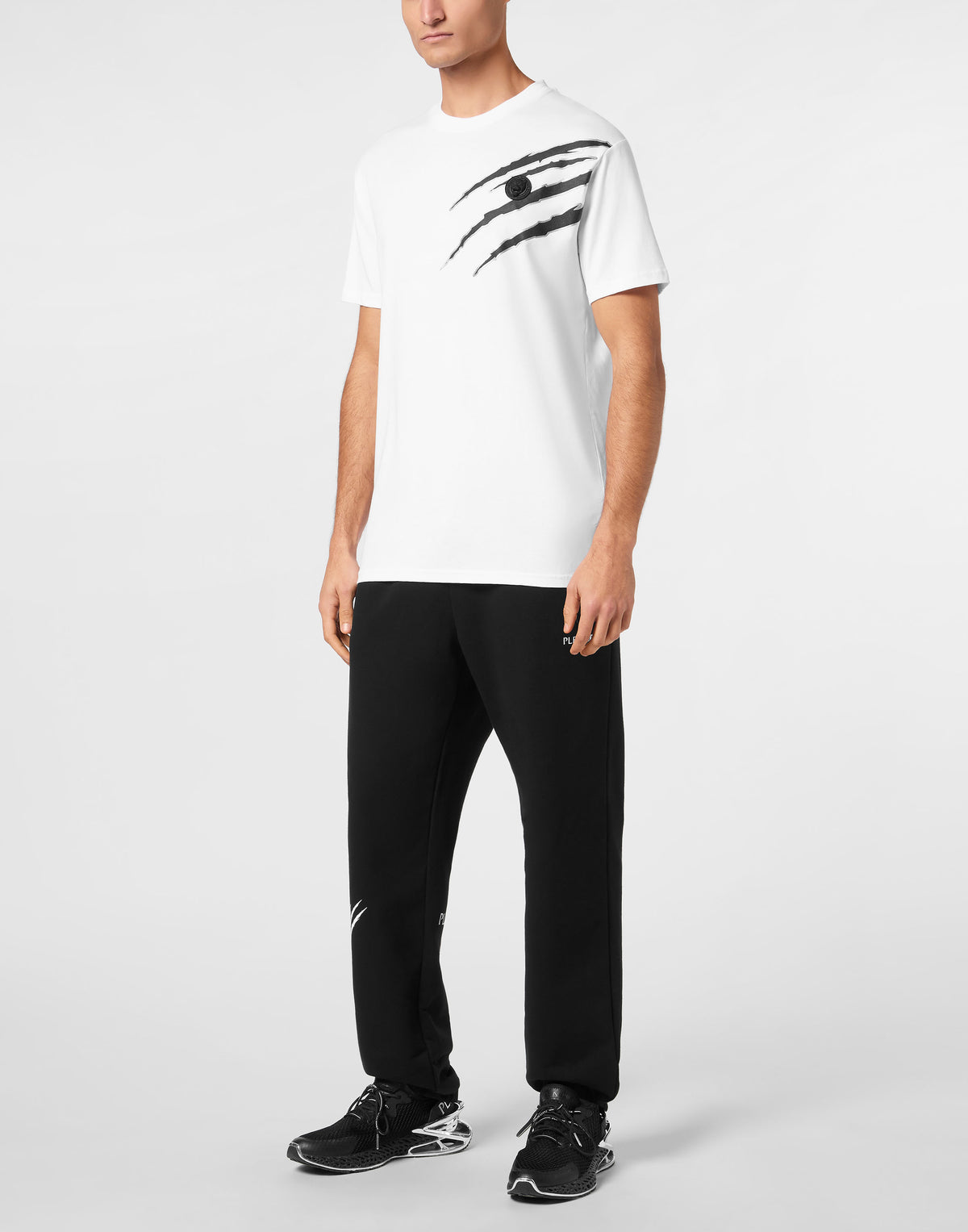 PLEIN SPORT COTTON T-SHIRT ROUND NECK SS LAMINA SCRATCH