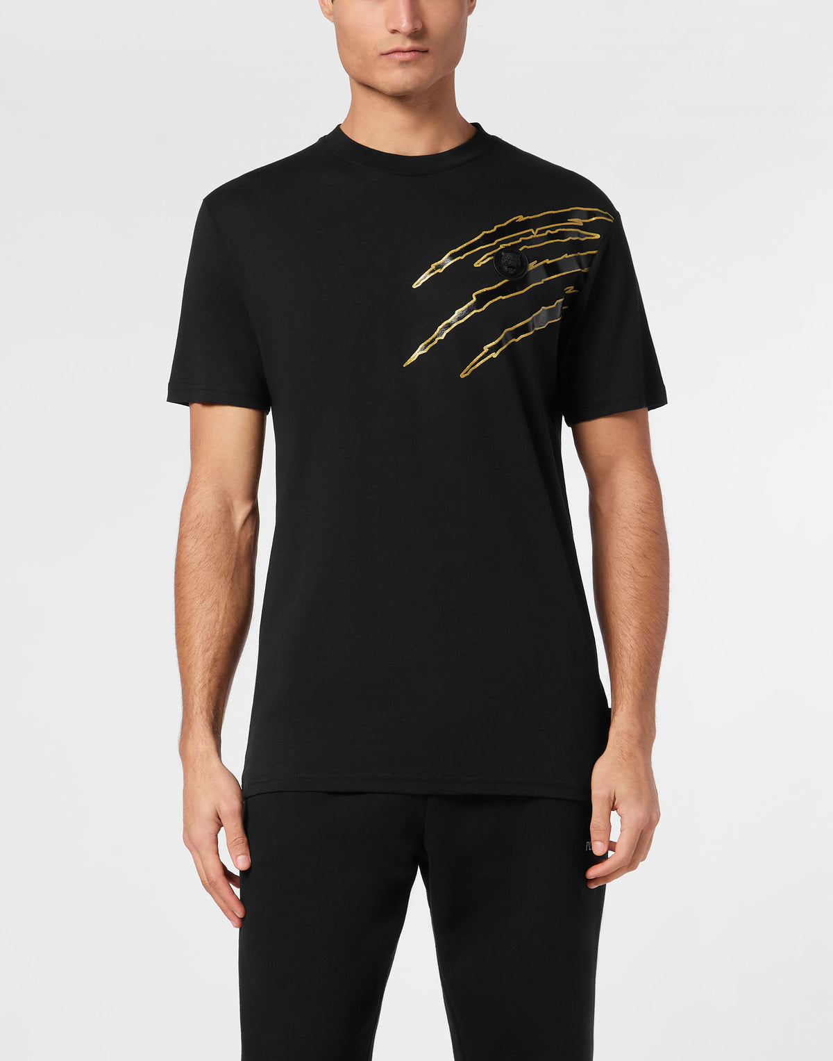 PLEIN SPORT COTTON T-SHIRT ROUND NECK SS LAMINA SCRATCH