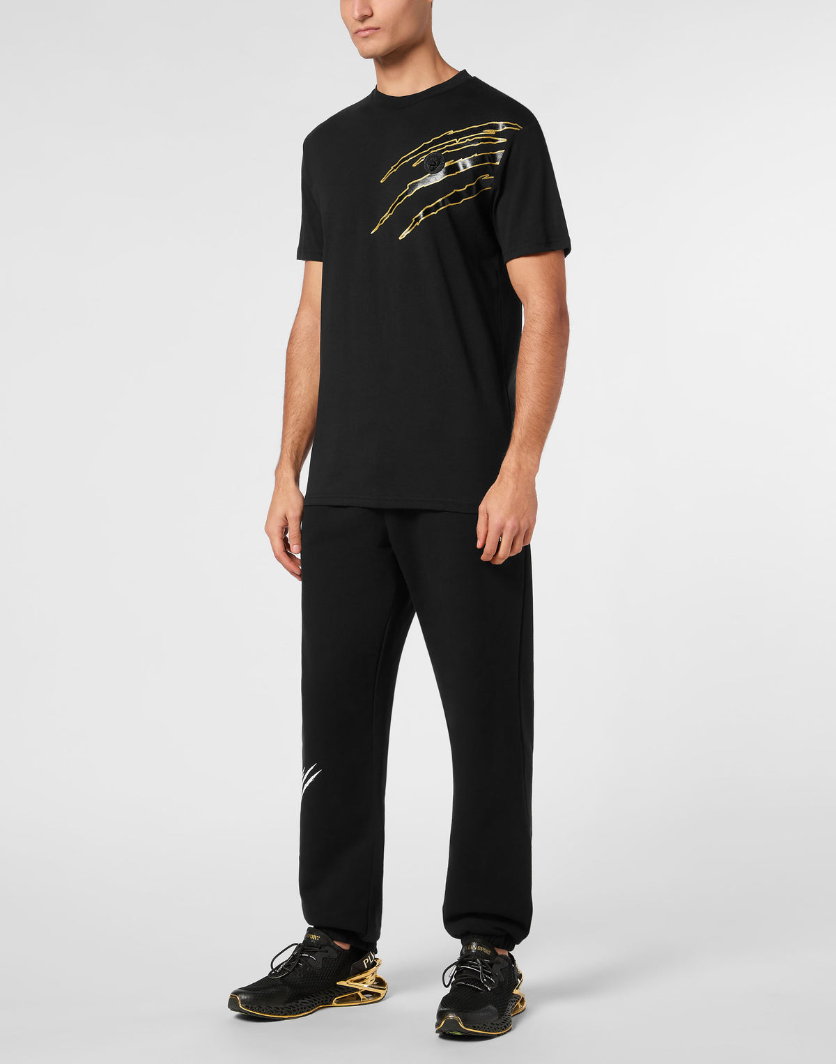 PLEIN SPORT COTTON T-SHIRT ROUND NECK SS LAMINA SCRATCH