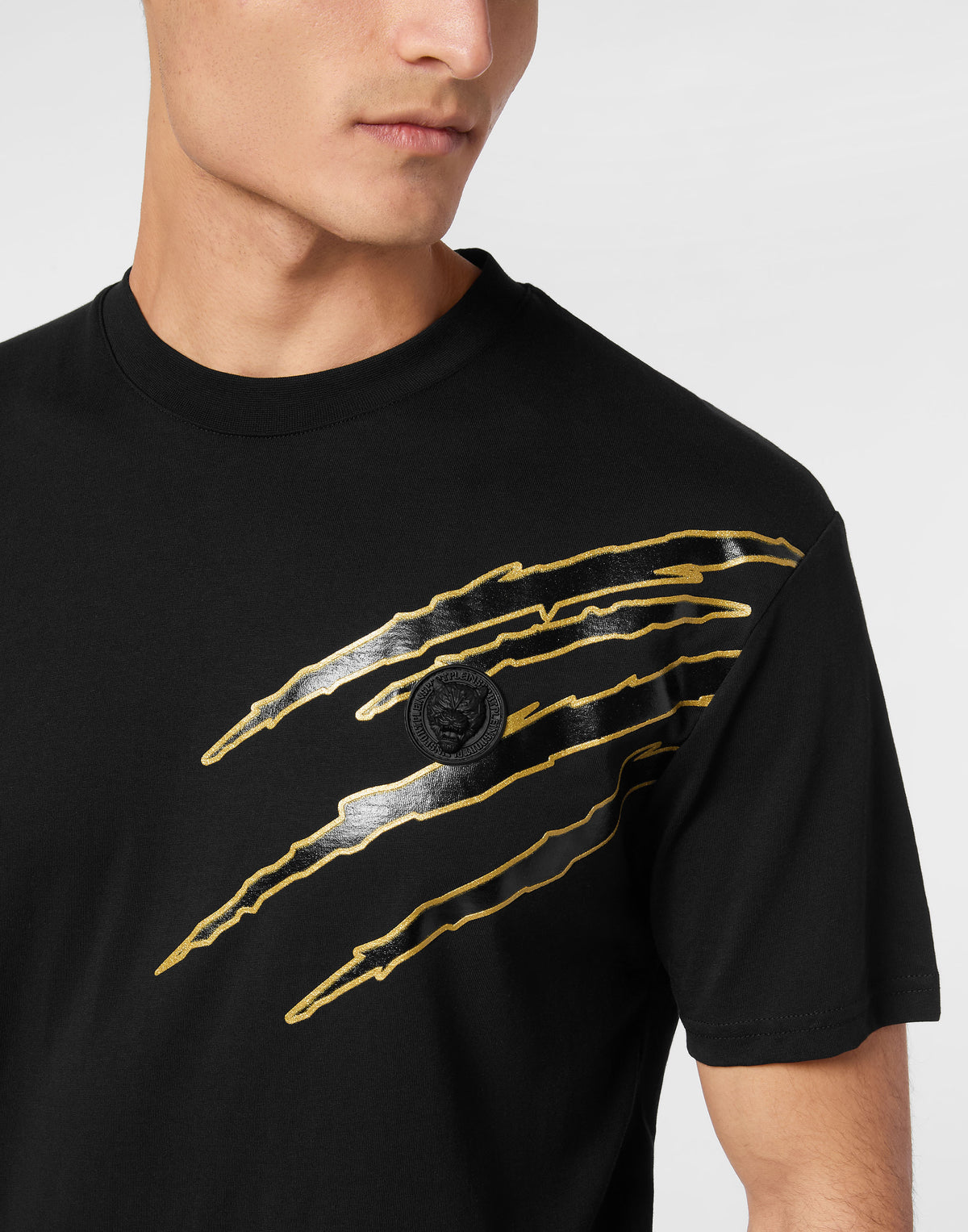 PLEIN SPORT COTTON T-SHIRT ROUND NECK SS LAMINA SCRATCH
