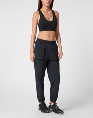 PLEIN SPORT NYLON STRETCH HIGH WAISTED JOGGING PANTS