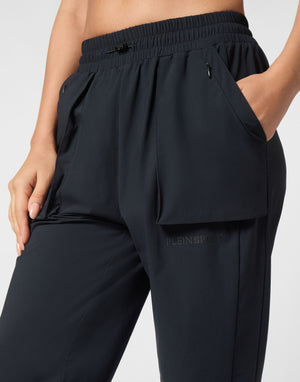 PLEIN SPORT NYLON STRETCH HIGH WAISTED JOGGING PANTS