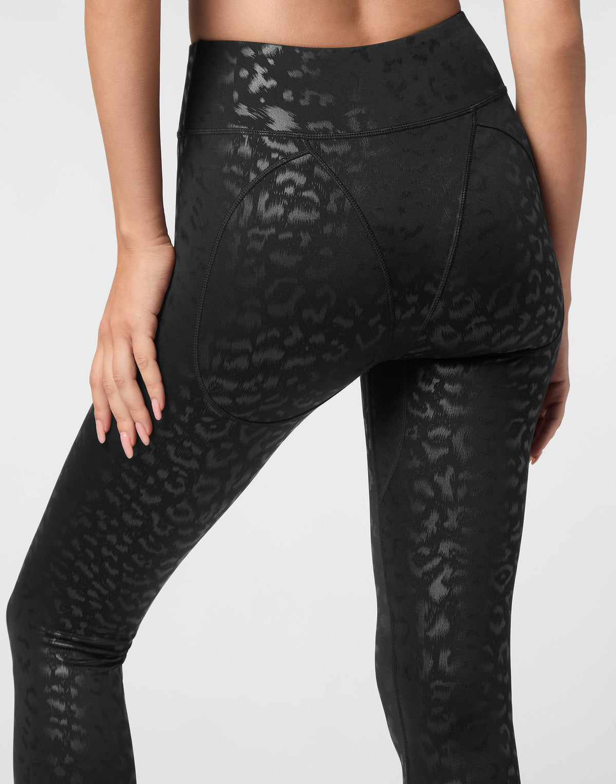 PLEIN SPORT BLACK LEOPARD PUSH UP LEGGINGS