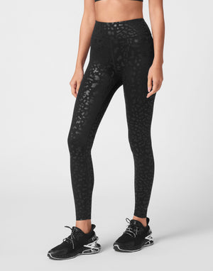 PLEIN SPORT BLACK LEOPARD PUSH UP LEGGINGS
