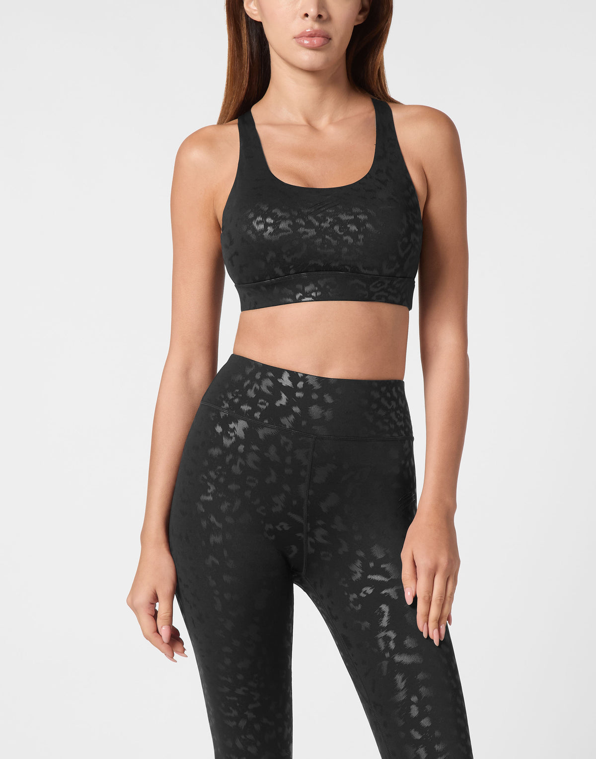 PLEIN SPORT BLACK LEOPARD SPORT BRA