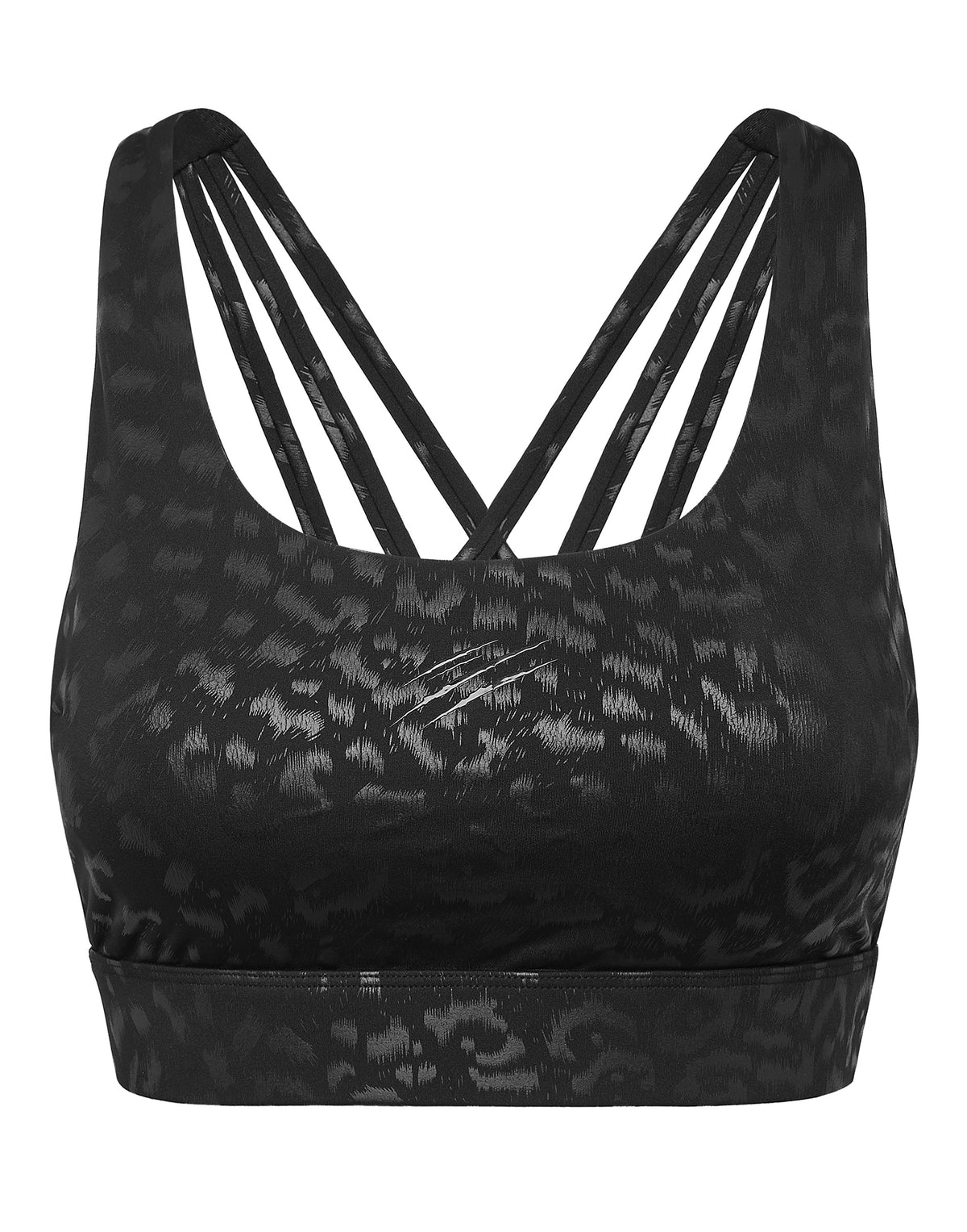 PLEIN SPORT BLACK LEOPARD SPORT BRA