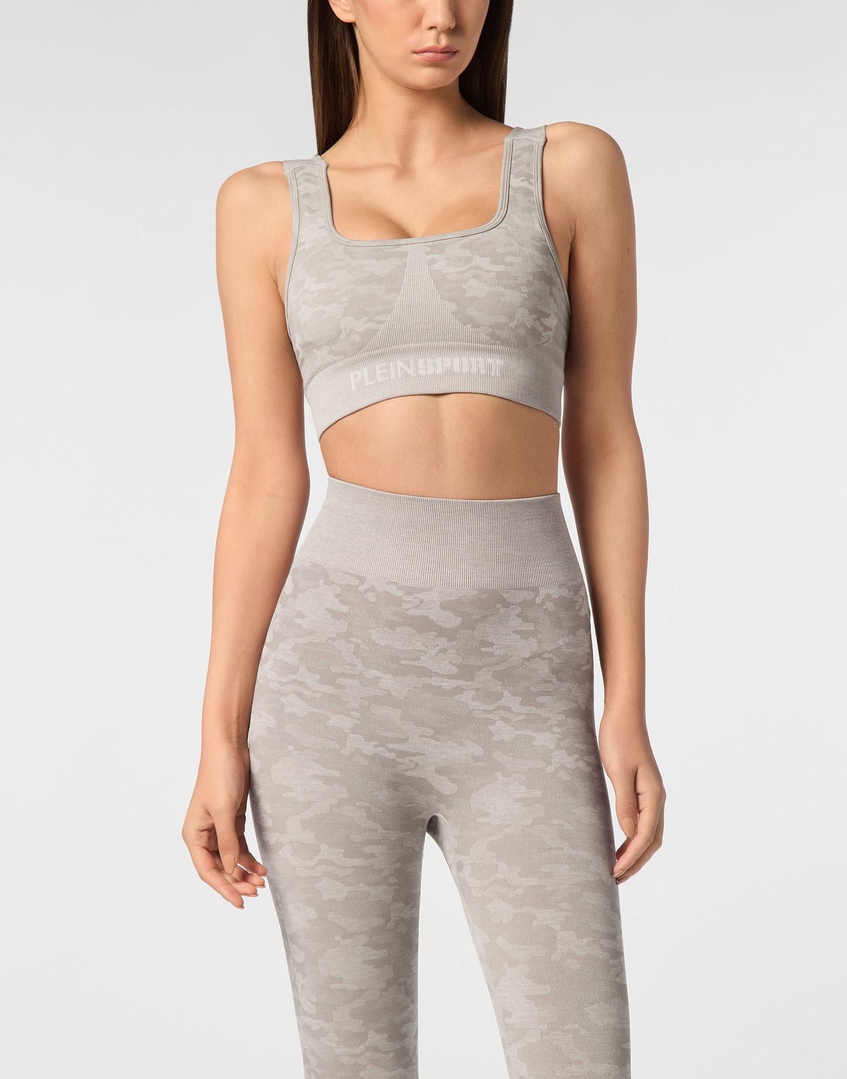 PLEIN SPORT SEAMLESS CROSSED STRAPS SPORT BRA LOGO