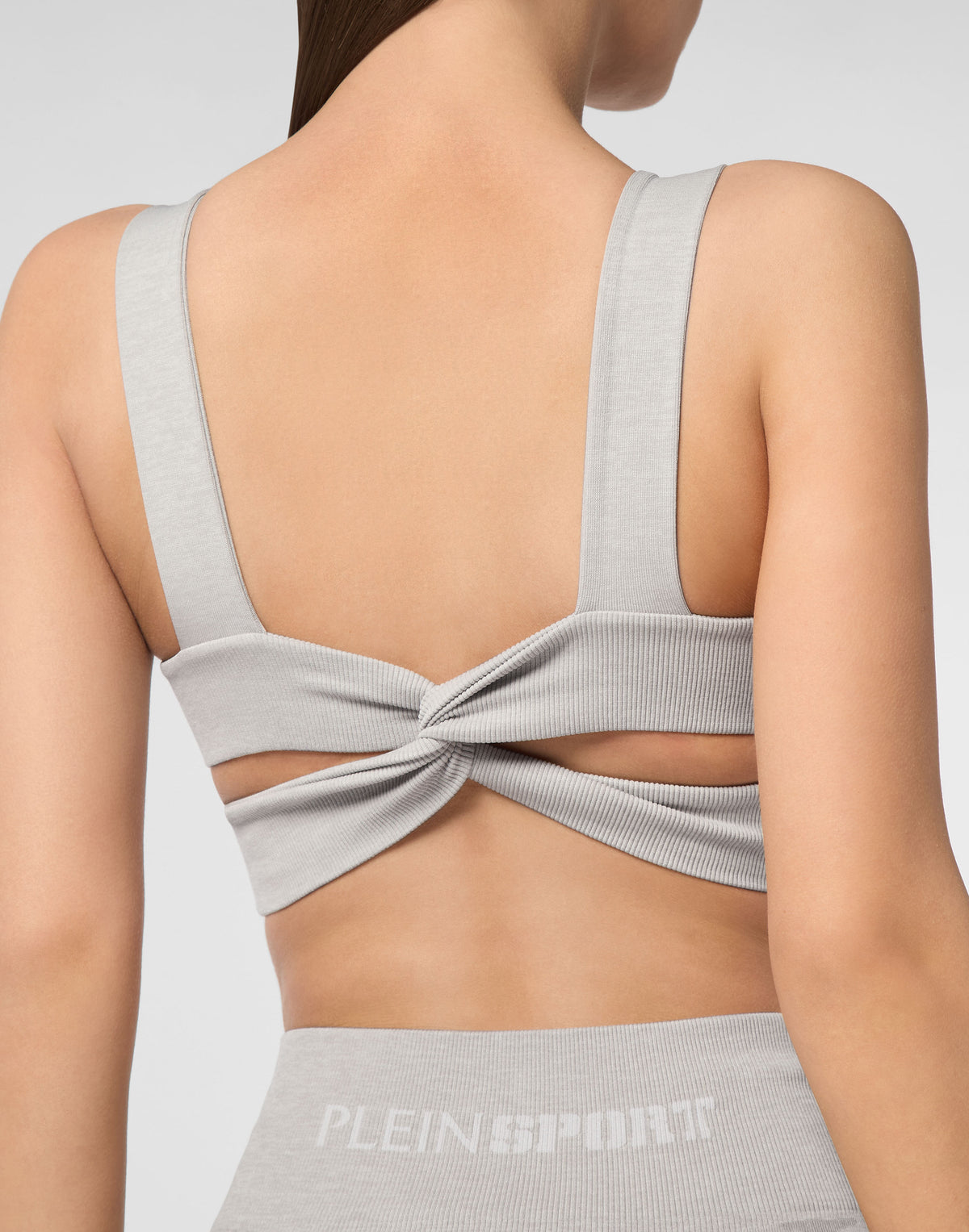 PLEIN SPORT SEAMLESS CROSSED STRAPS SPORT BRA LOGO