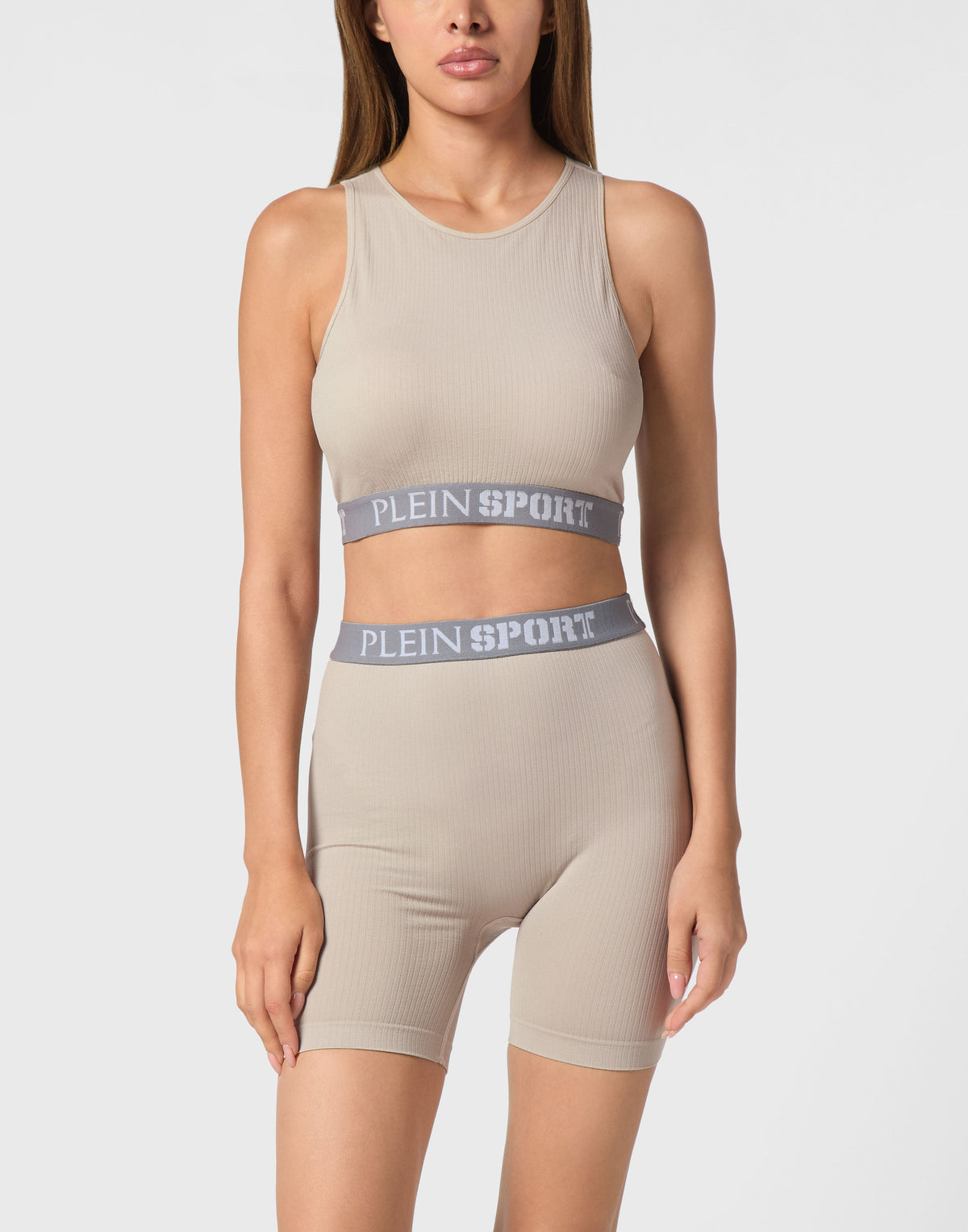 PLEIN SPORT RIB SEAMLESS TRAINING SPORT BRA LOGO