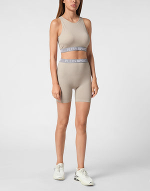 PLEIN SPORT RIB SEAMLESS TRAINING SPORT BRA LOGO