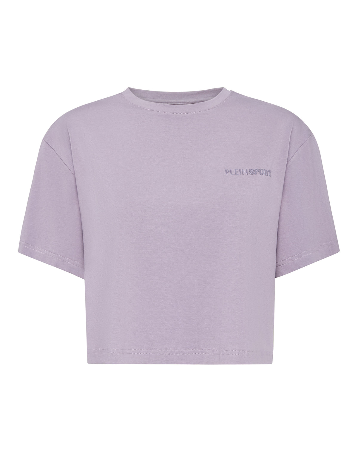 PLEIN SPORT COTTON CROPPED T-SHIRT ROUND NECK SS SCRATCH