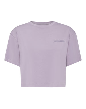 PLEIN SPORT COTTON CROPPED T-SHIRT ROUND NECK SS SCRATCH