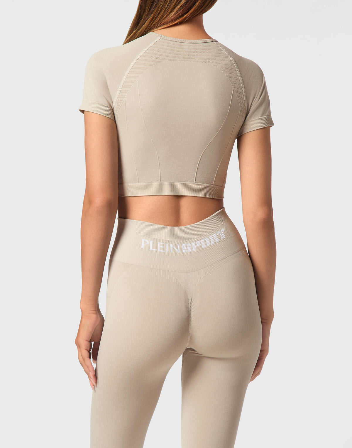 PLEIN SPORT SEAMLESS CROPPED T-SHIRT V-NECK SS LOGO