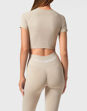 PLEIN SPORT SEAMLESS CROPPED T-SHIRT V-NECK SS LOGO