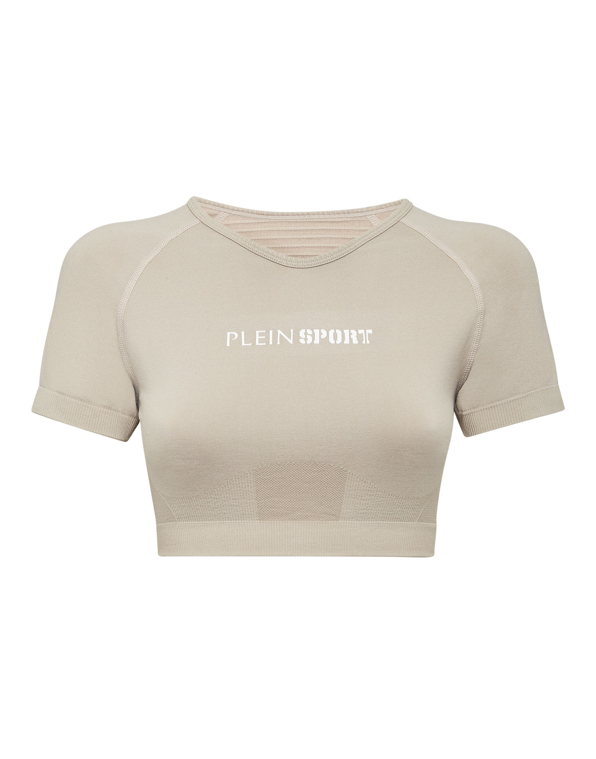 PLEIN SPORT SEAMLESS CROPPED T-SHIRT V-NECK SS LOGO