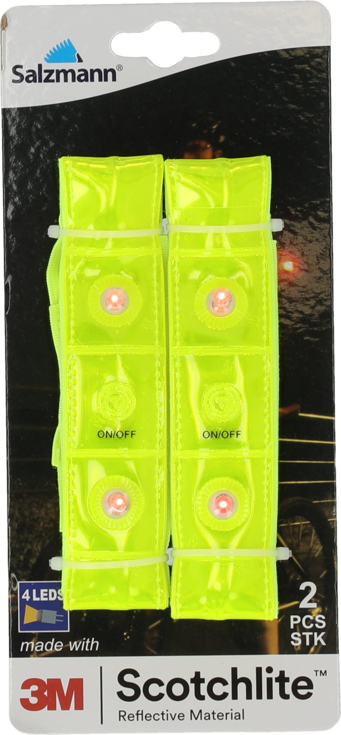 ENDURANCE REFLECTIVE ARMBAND WITH 4 LEDS - 2 PACK (SALZMANN)