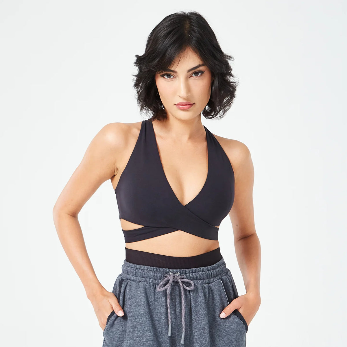 SQUATWOLF RETROGRADE CRISS CROSS BRA TOP