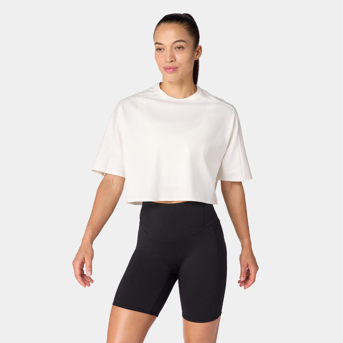 SQUATWOLF PIMA COTTON ACTDRY OVERSIZED CROP GYM T-SHIRT