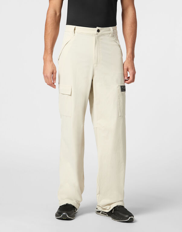 PLEIN SPORT TECHNICAL NYLON LOOSE FIT CARGO TROUSERS SCRATCH