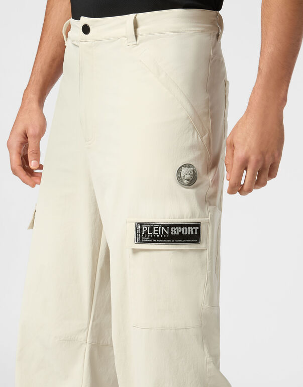 PLEIN SPORT TECHNICAL NYLON LOOSE FIT CARGO TROUSERS SCRATCH