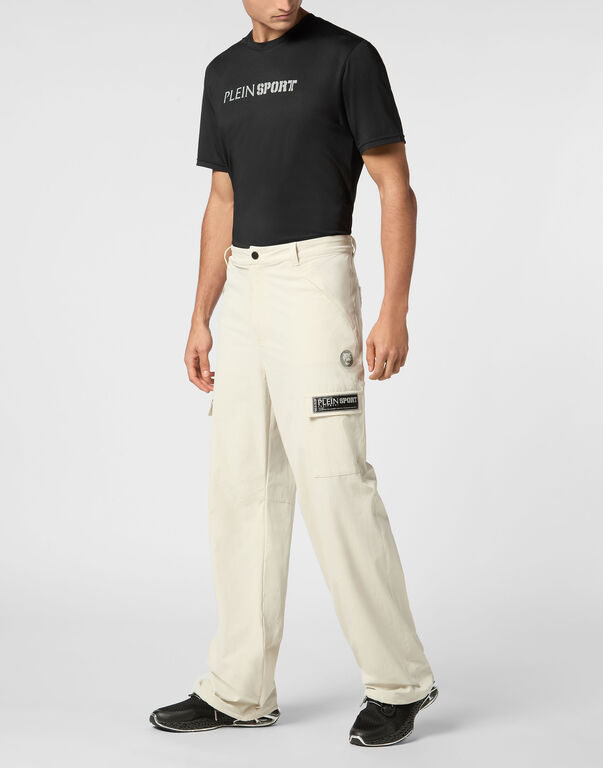 PLEIN SPORT TECHNICAL NYLON LOOSE FIT CARGO TROUSERS SCRATCH