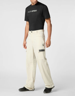 PLEIN SPORT TECHNICAL NYLON LOOSE FIT CARGO TROUSERS SCRATCH