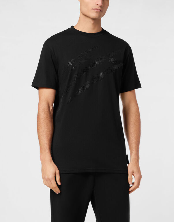PLEIN SPORT COTTON T-SHIRT ROUND NECK SS LAMINA SCRATCH