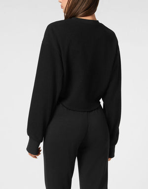 PLEIN SPORT SPONGE CROPPED SWEATSHIRT ROUND NECK LS