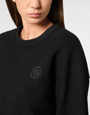 PLEIN SPORT SPONGE CROPPED SWEATSHIRT ROUND NECK LS