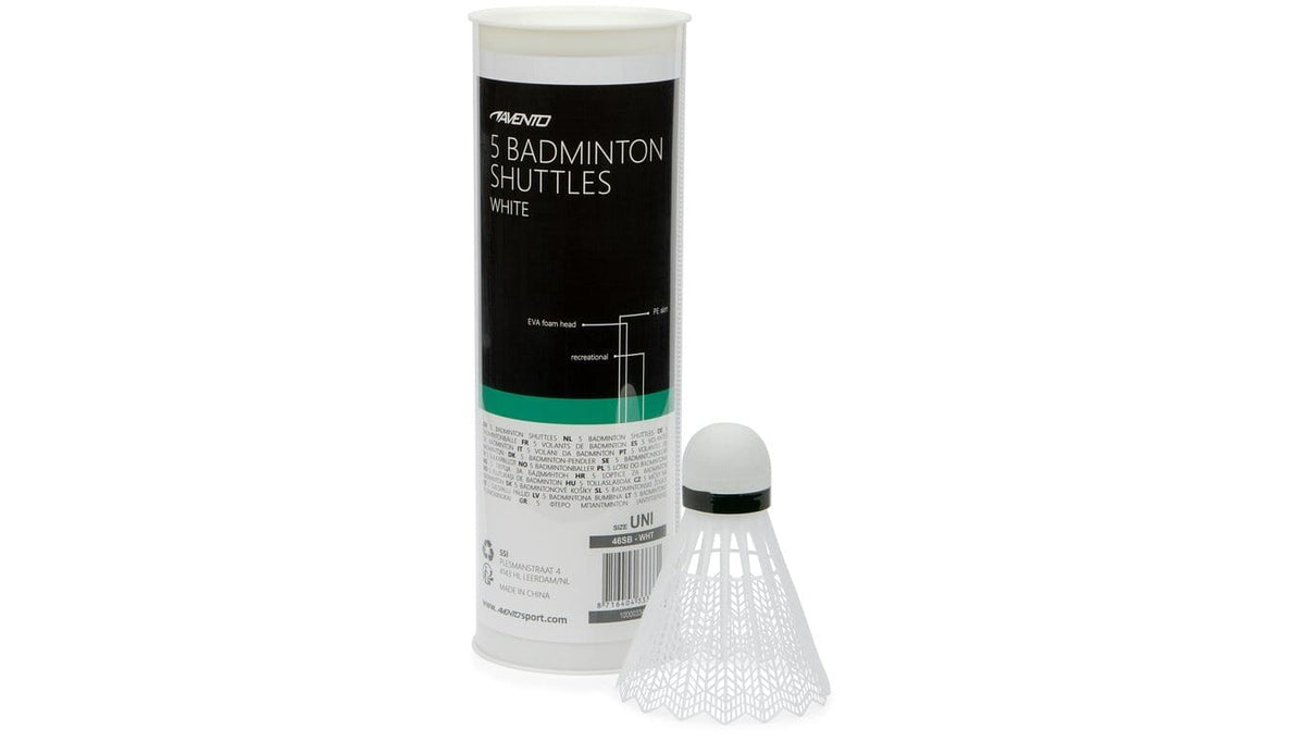 AVENTO 5 BADMINTON SHUTTLES WHITE