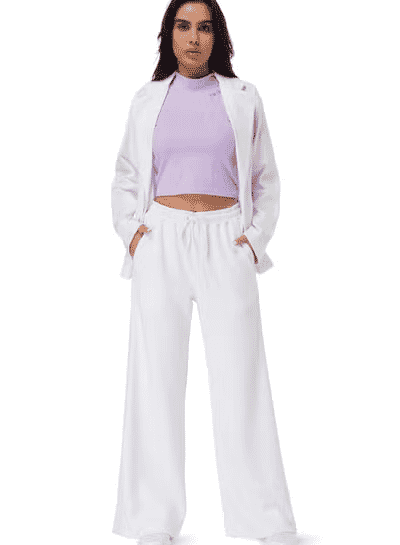 TRIBE OF 6 AMALIE RECYCLED STRETCH HIGH WAISTED WIDE LEG TRACK PANT
