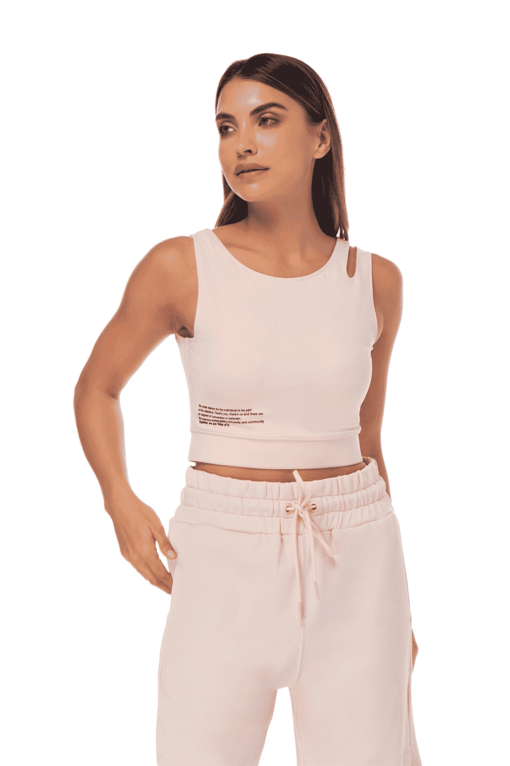 TRIBE OF 6 ALEENA RECYCLED CUT OUT CROP TOP WITH RUBBER PRINT