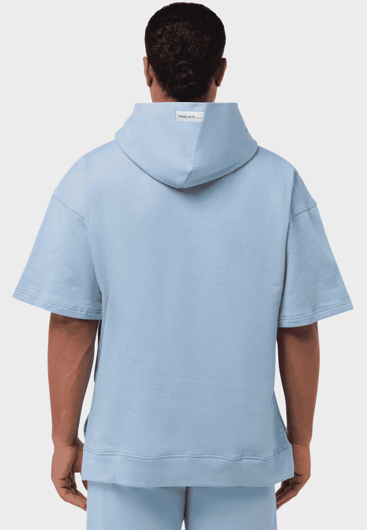 TRIBE OF 6 AZIZ ORGANIC COTTON SHORT SLEEVE 1/4 ZIP HOODIE WITH EMBROIDERY & RUBBER PRINT