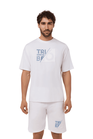 TRIBE OF 6 ASHTON BAMBOO SHORT SLEEVE TEE WITH EMBROIDERY & RUBBER PRINT