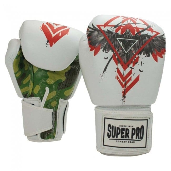 SUPER PRO COMBAT GEAR (KICK) BOXING GLOVES LEATHER RAVEN